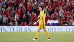 Thibaut Courtois, al t&eacute;rmino del encuentro que enfrent&oacute; al Mallorca y al Real Madrid.