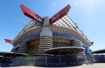 Los preparativos de San Siro para la Champions en imágenes