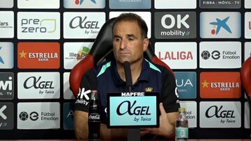 Jagoba Arrasate, entrenador del Mallorca, en la rueda de prensa posterior a la derrota en casa ante el Villarreal.
