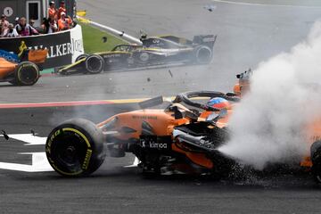 El accidente de Fernando Alonso en el GP de Bélgica