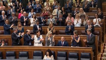 Bancada del PP durante una sesión plenaria en el Congreso de los Diputados, a 4 de julio de 2024, en Madrid (España). El Pleno del Congreso celebra una sesión extraordinaria para debatir como único punto la toma en consideración de la Proposición de Ley Orgánica de reforma de la Ley Orgánica del Poder Judicial y de reforma del Estatuto Orgánico del Ministerio Fiscal, a iniciativa de los grupos Popular y Socialista. Las modificaciones afectan a los requisitos para el nombramiento de magistrados y magistradas en las Salas del Tribunal Supremo, los servicios especiales y las excedencias voluntarias de jueces y magistrados y diferentes cuestiones referidas al Consejo General del Poder Judicial.
04 JULIO 2024;PLENO;CGPJ;LEY;MADRID;REFORMA
Eduardo Parra / Europa Press
04/07/2024