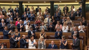 Bancada del PP durante una sesión plenaria en el Congreso de los Diputados, a 4 de julio de 2024, en Madrid (España). El Pleno del Congreso celebra una sesión extraordinaria para debatir como único punto la toma en consideración de la Proposición de Ley Orgánica de reforma de la Ley Orgánica del Poder Judicial y de reforma del Estatuto Orgánico del Ministerio Fiscal, a iniciativa de los grupos Popular y Socialista. Las modificaciones afectan a los requisitos para el nombramiento de magistrados y magistradas en las Salas del Tribunal Supremo, los servicios especiales y las excedencias voluntarias de jueces y magistrados y diferentes cuestiones referidas al Consejo General del Poder Judicial.
04 JULIO 2024;PLENO;CGPJ;LEY;MADRID;REFORMA
Eduardo Parra / Europa Press
04/07/2024