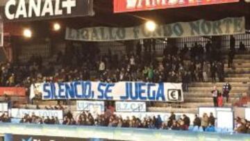 Pancarta mostrada por Ligallo en el partido contra el Girona.
