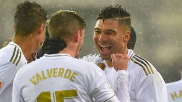 Casemiro with his young Real Madrid midfield partner Fede Valverde.