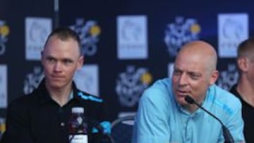 Froome y Brailsford, en una conferencia del Tour.