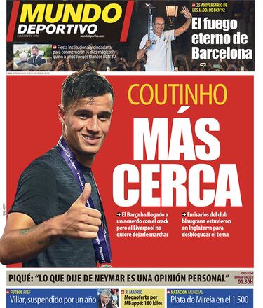 Portada de 'Mundo Deportivo' del miércoles, 26 de julio de 2017.