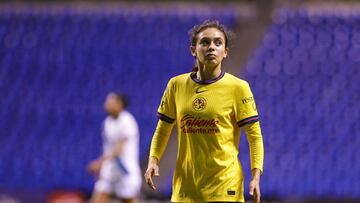 Aylin Avilez of America during the 6th round match between Puebla and America as part of the Liga BBVA MX Femenil, Torneo Apertura 2024 at Cuauhtemoc Stadium on August 17, 2024 in Puebla, Mexico.