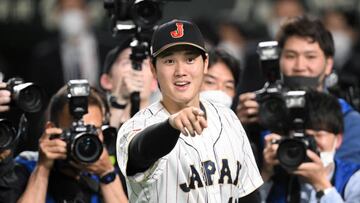 TOKYO, JAPAN - MARCH 16: Shohei Ohtani #16 of Team Japan reacts after  the World Baseball Classic quarterfinal between Italy and Japan at Tokyo Dome on March 16, 2023 in Tokyo, Japan. (Photo by Gene Wang/Getty Images)