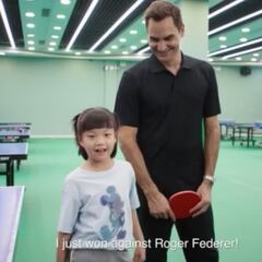 Federer loses ping-pong game to 7-year-old girl