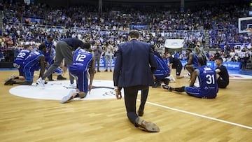 BURGOS, SPAIN - MAY 14: President Felix Sancho of Hereda San Pablo Burgos during ACB League match between Hereda San Pablo Burgos and Urbas Fuenlabrada at Coliseum Burgos on May 14, 2022 in Burgos, Spain. (Photo by Borja B. Hojas/Getty Images)