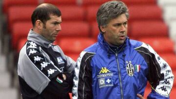 Player and manager, Zidane and Ancelotti during their days together at Juventus.