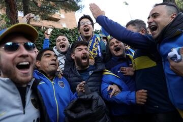 El banderazo de la afición de Boca Juniors en Madrid