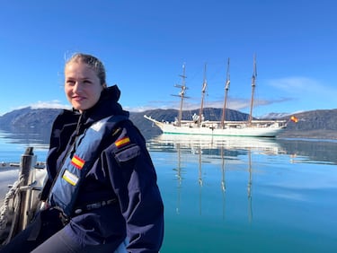 La Princesa Leonor a bordo del buque Juan Sebastián de Elcano.