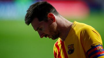 Lionel (Leo) Messi of FC Barcelona looks on during the spanish league, La Liga Santander, football match played between Atletico de Madrid and FC Barcelona at Wanda Metropolitano stadium on November 21, 2020, in Madrid, Spain.
 AFP7 
 21/11/2020 ONLY FOR 
