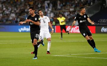 Soccer Football - FIFA Club World Cup Third Place Match - Al Jazira vs CF Pachuca - Zayed Sports City Stadium, Abu Dhabi, United Arab Emirates - December 16, 2017   Pachuca's Franco Jara celebrates scoring their second goal    REUTERS/Matthew Childs