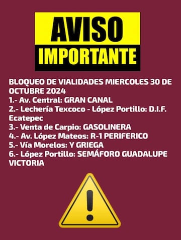 Este es el mensaje que circula por redes sociales sobre el cierre de vialidades en Ecatepec.