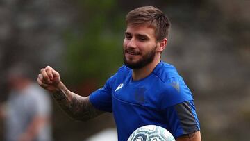 Cristian Portu, durante un entrenamiento con la Real Sociedad.