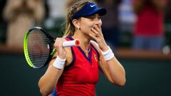 Paula Badosa of Spain in action during the semi-final of the 2021 BNP Paribas Open WTA 1000 tennis tournament against Ons Jabeur of Tunisia  AFP7  15/10/2021 ONLY FOR USE IN SPAIN