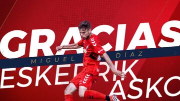 Acuerdo entre Osasuna y Miguel Díaz para rescindir contrato