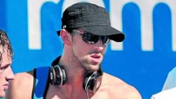 <b>EL 'BOSS'. </b>Michael Phelps, ayer, en Roma, tras un entrenamiento.
