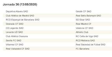 Complete LaLiga fixture list 2019/2020