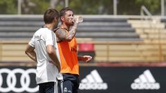 Sergio Ramos, protagonista en el entrenamiento del Real Madrid