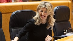 La vicpresidenta segunda y ministra de Trabajo, Yolanda Díaz, durante un pleno del Congreso de los Diputados, en el Palacio del Senado, a 10 de enero de 2024, en Madrid (España). El Pleno del Congreso, en su primera reunión del año, debate y vota los objetivos de estabilidad presupuestaria y de deuda pública para el conjunto de las administraciones, un primer paso en la tramitación de los Presupuestos Generales de 2024. El Gobierno de coalición cuenta con apoyos suficientes para superar este trámite, pero el PP puede tumbarlos cuando haya que debatirlos en el Senado. El pleno se celebra en el Senado porque el hemiciclo del Congreso de los Diputados está en obras.
10 ENERO 2024;PRESUPUESTOS GENERALES DEL AÑO :;2024;GOBIERNO;PLENO;CONGRESO;SENADO
Eduardo Parra / Europa Press
10/01/2024