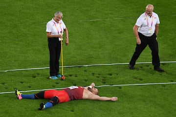 Stipe Zunic celebra el bronce en lanzamiento de peso. 