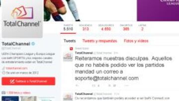 Total Channel se disculp&oacute; v&iacute;a Twitter.