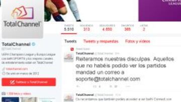 Total Channel se disculpó vía Twitter.