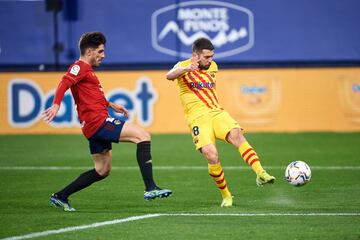 Jordi Alba marca el 0-1 al Osasuna. 