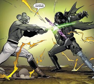 Darth Vader lucha contra el maestro Infila.