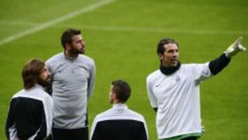 Los jugadores de la Juventus, durante el entrenamiento.