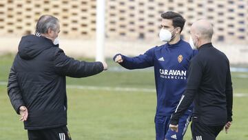 Javi Ros, junto a JIM, en un entrenamiento.