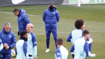 Simeone, en un entrenamiento del Atlético.