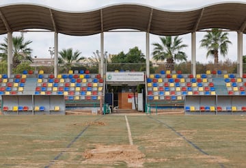 Vista del estado del césped del estadio. 