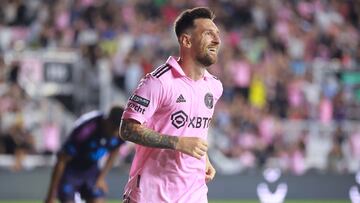 Lionel Messi festeja un gol con el Inter Miami.