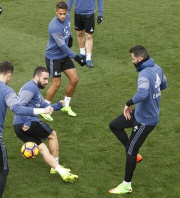 Los futbolistas del equipo blanco afrontan el choque ante Las Palmas con el ánimo alto.