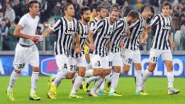Los Jugadores del Juventus celebran su victoria ante el Catania. 