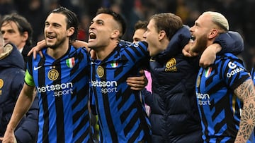 El Inter, líder de la Serie A, celebrando su clasificación para las semifinales de la Champions.