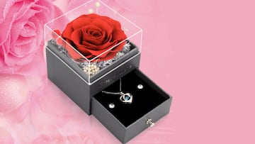 Rosa eterna para regalar en San Valentn disponible en Amazon.