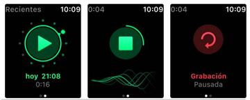 Interfaz de la app en el Apple Watch