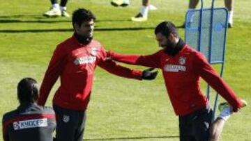 El Atlético prepara la vuelta ante el Barça sin Costa ni Arda