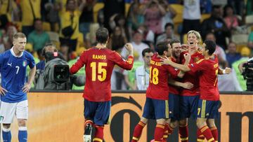 Fernando Torres celebra su gol a Italia en la final de la Eurocopa de 2012.