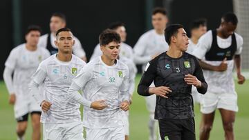 Jeddah (Saudi Arabia), 14/12/2023.- Club Leon players participate in a training session of the team in Jeddah, Saudi Arabia, 14 December 2023. Club Leon will play Urawa Reds in a FIFA Club World Cup 2nd round match on 15 December 2023. (Mundial de Fútbol, Arabia Saudita) EFE/EPA/ALI HAIDER
