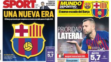 Portadas de los diarios Sport y Mundo Deportivo del d&iacute;a 28 de septiembre de 2018.