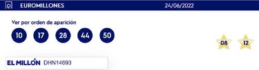 Euromillones: comprobar los resultados del sorteo de hoy, viernes 24 de junio