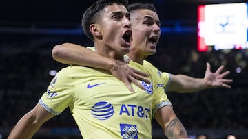      Alejandro Zendejas celebrates his goal 2-1 with Alvaro Fidalgo of America during the game America vs Tigres UANL, corresponding Round 12 the Torneo Apertura 2022 of the Liga BBVA MX at Azteca Stadium, on September 03, 2022.

<br><br>

Alejandro Zendejas celebra su gol 2-1 con Alvaro Fidalgo de America durante el partido America vs Tigres UANL, correspondiente a la Jornada 12 del Torneo Apertura 2022 de la Liga BBVA MX en el Estadio Azteca, el 03 de Septiembre de 2022.