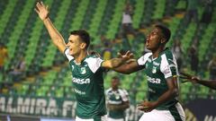 Juan Ignacio Dinneno celebrando el tanto ante Am&eacute;rica de Cali. 