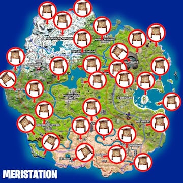 Todas las ubicaciones de tablones de recompensas para pedir contratos en la Temporada 2 de Fortnite Capítulo 3